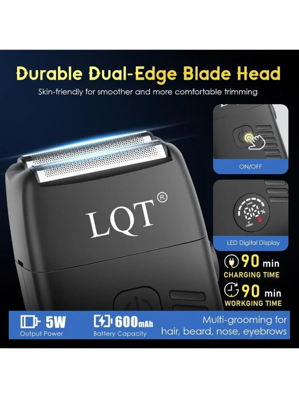 Men's 4-in-1 Cordless Hair Clippers & Trimmer Kit, Waterproof Groomer & T-Blade